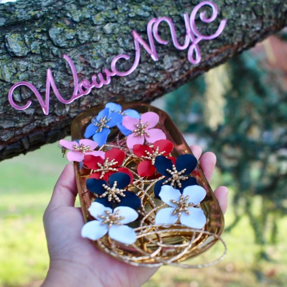 Anthropologie Flower Petals Drop Big Hoop Earrings - Picture 9 of 10